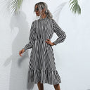 Chic Women's Puff Sleeve Dress with Ruffle Hem