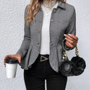 Women's Stylish Asymmetrical Blazer Jacket with Unique Button Accents