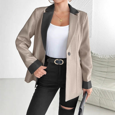 Satin Finish Women's Blazer with Chic Trim