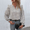 Chic Ruffle Detail Blouse with Unique Pattern