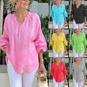 Balloon Sleeve Women's Blouse with Button Detail