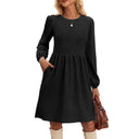 Chic Women's Long Sleeve Pleated Dress