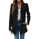 Textured Women's Blazer with Modern Button Accents