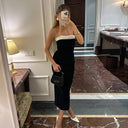 Chic Off-Shoulder Midi Dress for Women with Flattering Fit and Stylish Back Design