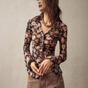 Chic Floral Print Long Sleeve Blouse for Women