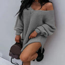 Chic Women's Oversized Knit Dress with Wide Neckline