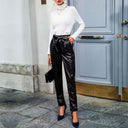 Chic Faux Leather Ladies Pants with Stylish Waistband