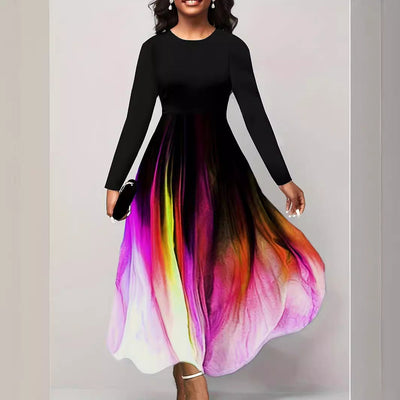 Chic Maxi Dress with Gradient Design and Long Sleeves