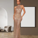 Glamorous High Neck Halter Evening Dress for Women