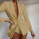 Chic Women's Blazer Jumpsuit with V-Neck Design
