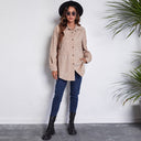 Women's Button-Up Corduroy Blouse with Relaxed Fit