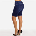 High-Waisted Women's Denim Shorts with Stylish Button Accents