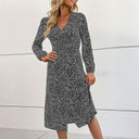 Chic V-Neck Women's Shirt Dress with Button Accents
