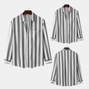 Chic Women's Long Sleeve Striped Blouse with Chest Pocket