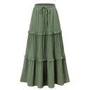 Long Flared Skirt with Ruffles and Stretch Waist