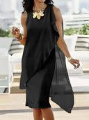 Women's Flowing Asymmetric Chiffon Dress