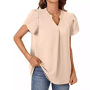 Chic V-Neck Blouse with Puff Sleeves