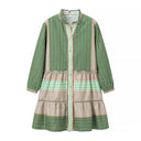 Chic Women's Long Sleeve Shirt Dress with Ruffle Hem