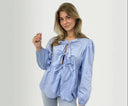 Chic Women's Blouse with Ruffled Sleeves & Bow Tie