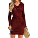 Chic Women's Mini Dress with Wrap Design & Long Sleeves