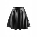 Flared Hem High Waist Faux Leather Skirt for Women