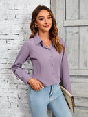 Chic Women's Long-Sleeve Blouse with Textured Design
