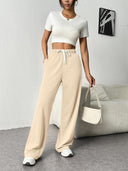 Elastic Waist Loose Fit Women's Leisure Pants