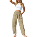 Women's Airy Leisure Pants with Stretchy Waistband and Multi-Purpose Pockets
