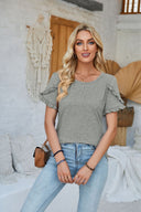 Chic Ruffle Detail Women's T-Shirt