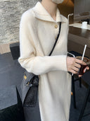 Chic Midi Dress with Button Closure for Women