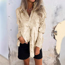 Metallic Shine Long Sleeve Blouse for Women
