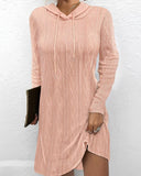 Textured Knit Women's Hoodie Dress