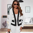 Chic Double Button Blazer with Contrast Accents