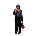 Chic Floral Print Women’s Long Trousers with Elastic Waist and Pockets