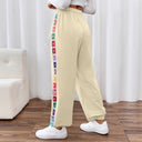 Floral Pattern Women’s Pants with Stretchy Waistband