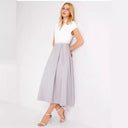 Trendy White Color Block Flared Summer Dress