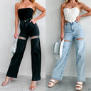Trendy Women's High-Waisted Cut-Out Jeans