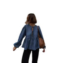 Trendy Women's Striped Blouse with Puff Sleeves