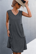Chic Women's V-Neck Dress with Ruffle Detail