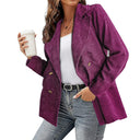 Chic Faux Leather Blazer with Double Quilted Collar