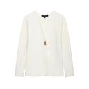 Asymmetrical Blazer Jacket with Unique Button Design