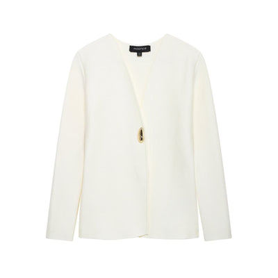 Asymmetrical Blazer Jacket with Unique Button Design