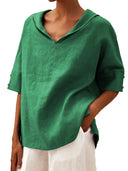 Chic Hooded Linen Blouse for Women