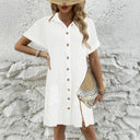 Textured Women's Shirt Dress with Pockets