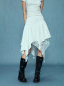 Chic Asymmetrical Lace Ruffle Skirt for Women