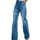 Trendy Women's Ripped Flared Jeans