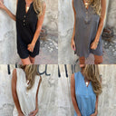 Chic Women's Viscose Summer Dress with Button Accents