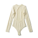 Textured Long Sleeve Women's Bodysuit