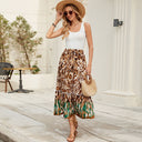 Animal Print Maxi Skirt with Chic Ruffles