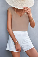 Charming Women's V-Neck Blouse with Lace Trim